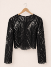 Pailletten Langarm Top Damen
