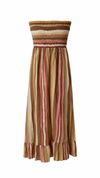Musselin-Maxi Kleid mit Streifen beige