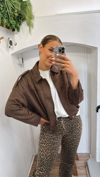 Oversize Kunstlederjacke mit Ballon-Silhouette