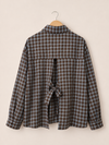 Karierte Bluse mit Schleife