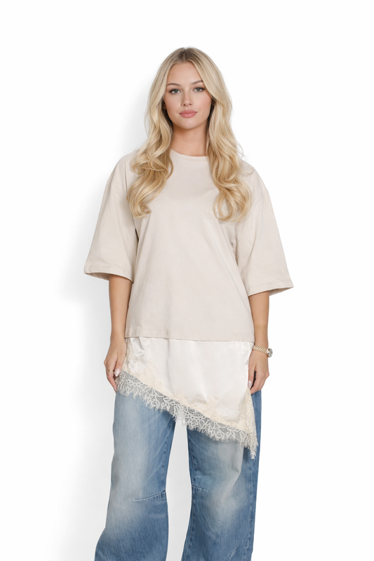 T-Shirt mit Spitze Oversized