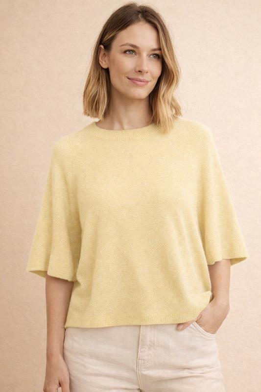 Baby Alpaka 3/4 Pullover gelb