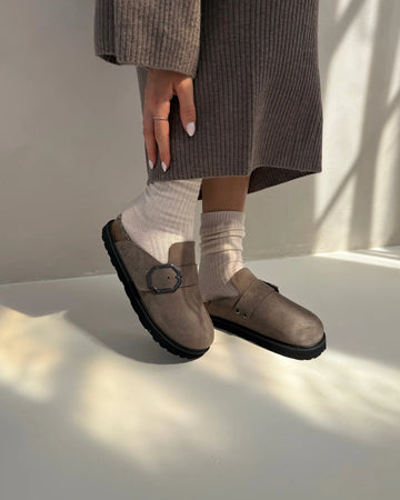 Clog Velour Teddy Bold - charcoal