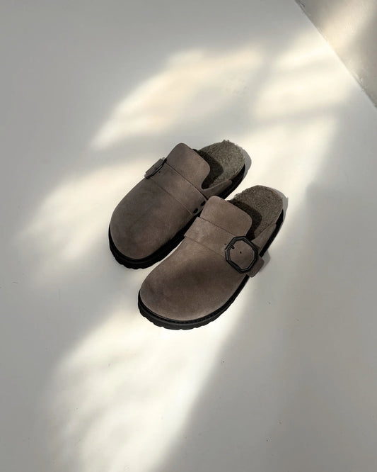Clog Velour Teddy Bold - charcoal