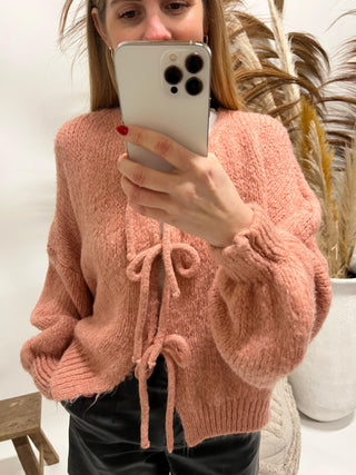 Cardigan mit Schleifen altrosa