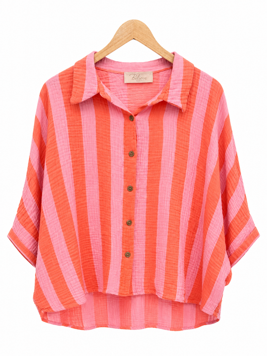 Musselinbluse 3/4 Arm Big Stripe