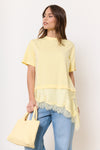 T-Shirt mit Spitze gelb