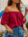 Off Shoulder Bluse Stripe
