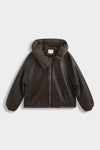 Leather Look Puffer Jacket – Chocolate Brown