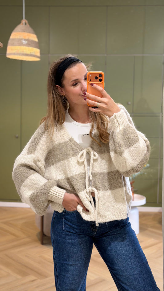 Grobstrick Cardigan mit Schleifen