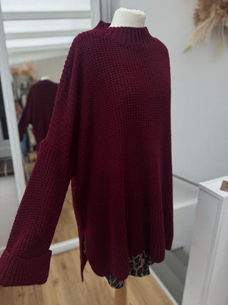 Grobstrick Pullover Bordeaux