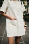 Denim Kleid beige mit Knopfleiste