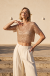 Crop Shirt mit Perlen