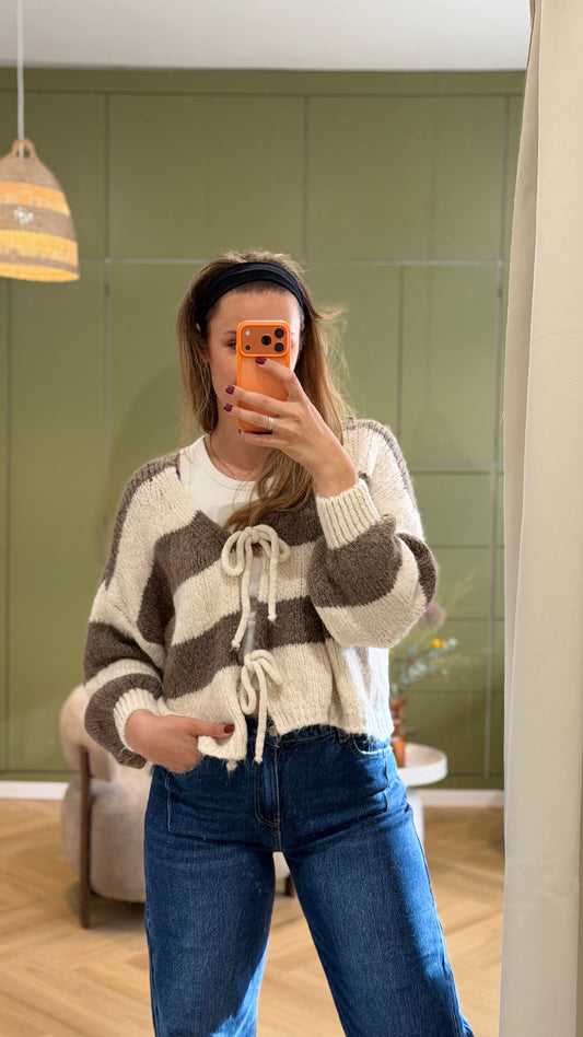 Grobstrick Cardigan mit Schleifen