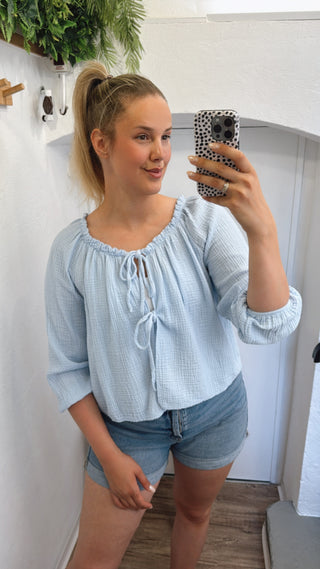 Musselinbluse mit Schleifen