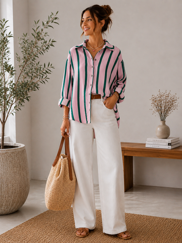 Musselinbluse Candy Stripe grün