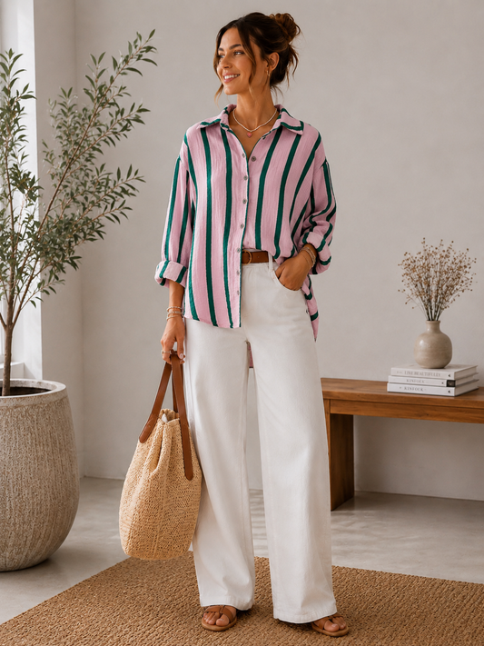 Musselinbluse Candy Stripe grün