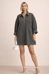Oversized Denimkleid mir Reißverschluss und Kragen