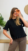 Strickpullover mit Rüschen & Halbarm