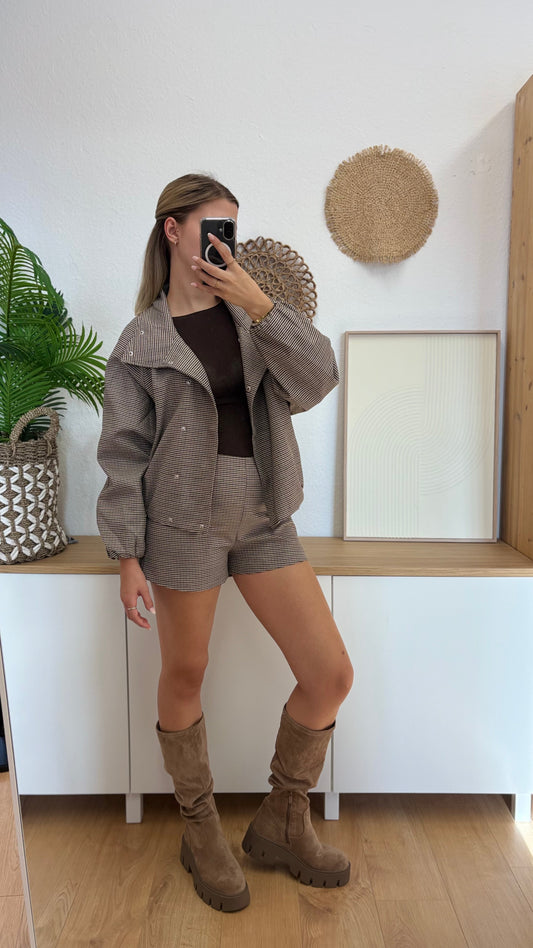 Karierte Blouson Jacke