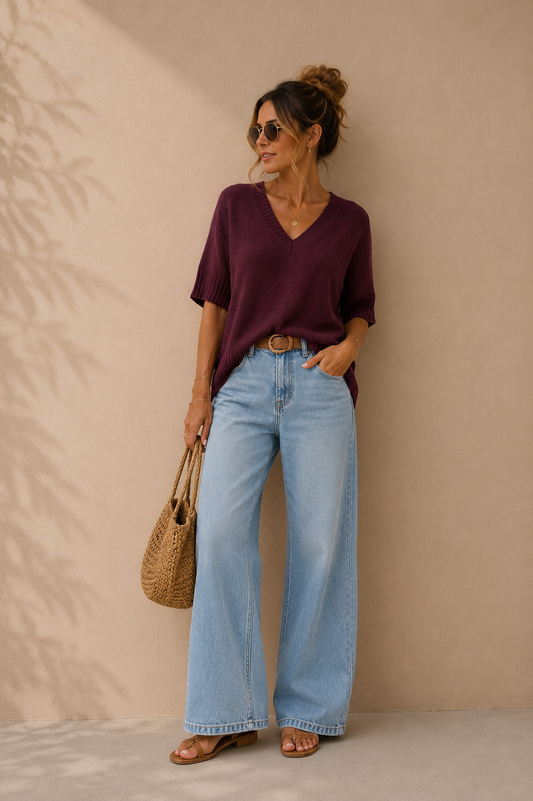 Fine Knit V-Pullover