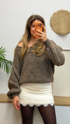 Kuscheliger V-Ausschnitt Strickpullover mit Kid Mohair