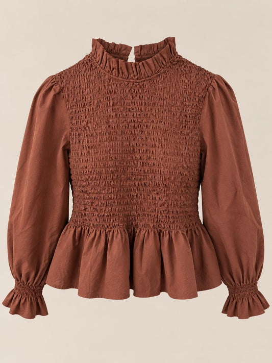 Smok-Bluse mit Rüschenkragen