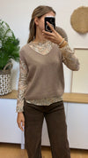 Pailletten Longsleeve mit Blumenmuster