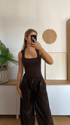 Vegane Lederhose mit Gummizug