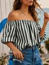Off Shoulder Bluse Stripe