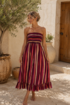 Musselin-Maxi Kleid mit Streifen rot
