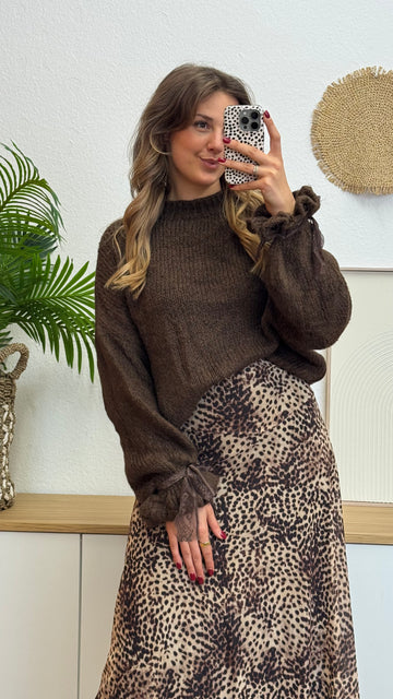 Strickpullover mit Spitzenschleife