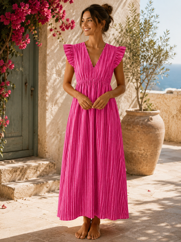 Musselinkleid pink kurzarm