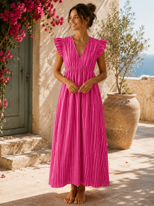 Musselinkleid pink kurzarm