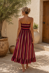 Musselin-Maxi Kleid mit Streifen rot