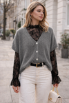 Spitzen Bluse mit hohem Kragen