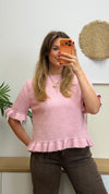 Strickpullover mit Rüschen & Halbarm