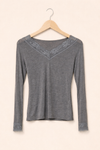 Kaschmir Longsleeve mit Spitze