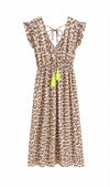 Musselinkleid beige mit Quasten