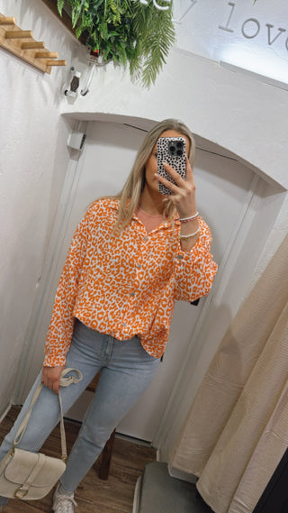 Musselin Bluse oversize leo orange