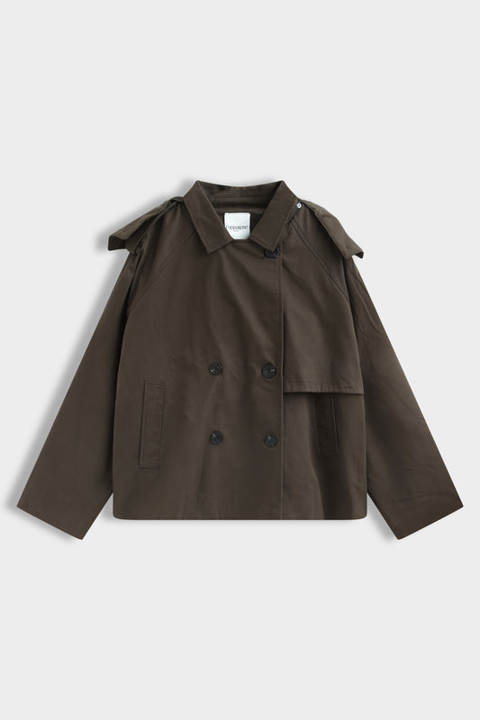 Short Trench Jacket – Chocolate Brown