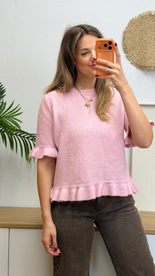 Strickpullover mit Rüschen & Halbarm