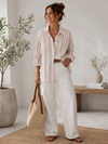 Musselinbluse Candy Stripe taupe