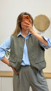 Weste in Hahnentritt-Optik mit Reißverschluss