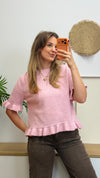 Strickpullover mit Rüschen & Halbarm