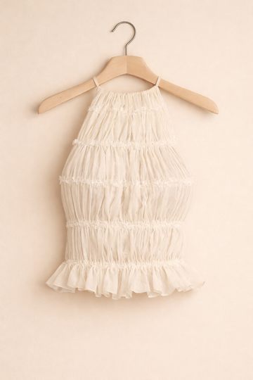 Top mit horizontalen Raffungen