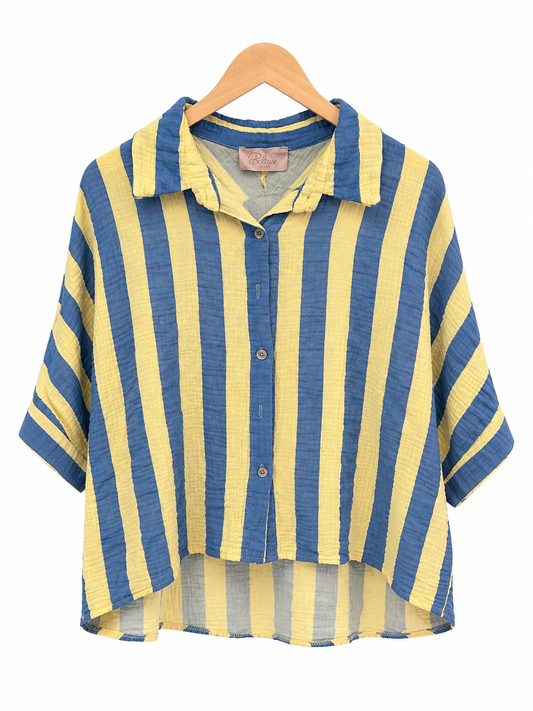 Musselinbluse 3/4 Arm Big Stripe