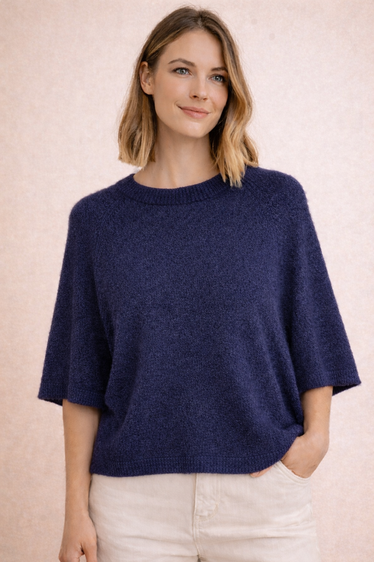 Baby Alpaka 3/4 Pullover Marine