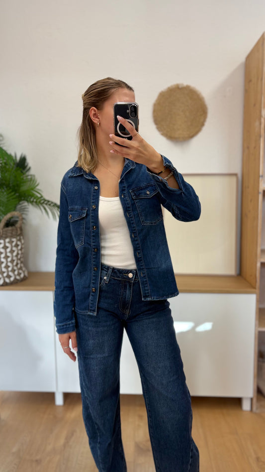 Dunkelblaue Denim Bluse
