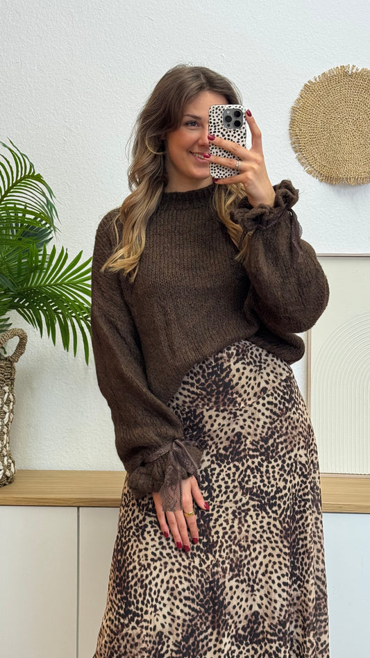 Strickpullover mit Spitzenschleife